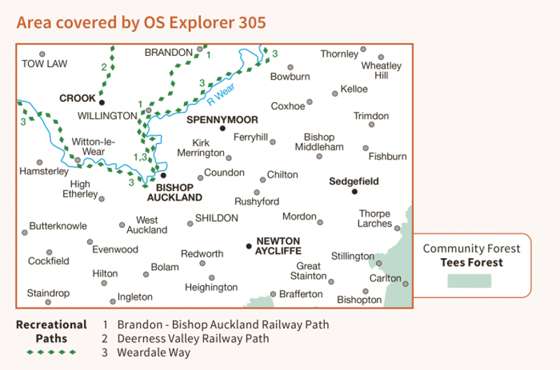 OS Explorer Map 305 - Bishop Auckland - Spennymoor and Newtown-2